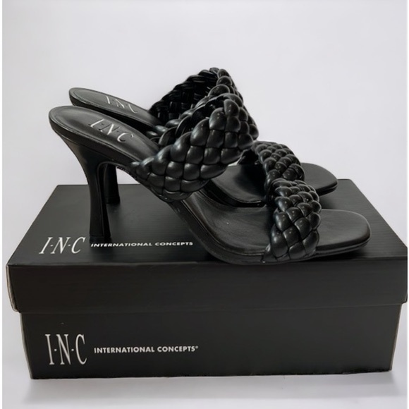 NWT INC International Concepts Lyra Braided Puffy Slip on Sandals Black Sz 9 - Picture 1 of 13